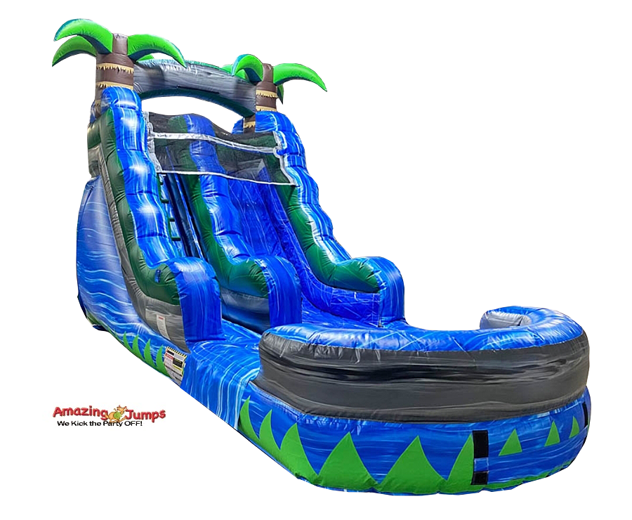 15FT BLUE CRUSH WATER SLIDE WITH DEEP POOL